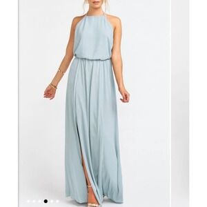 Show Me Your Mumu Heather Halter Dress Sage Large Show Me The Ring Crisp NEW